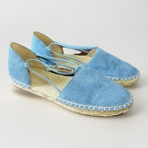 Eileen Fisher Lee Espadrille Denim Flat Sandals Size 6.5